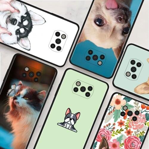 French Bulldog with flower Cover for Xiaomi Mi Poco X3 NFC M3 X3 Pro F3 F1 9T 10 11 Ultra Note 10 10T 5G A2 Lite Cell Phone Case