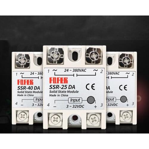 DC-AC 10-100A Solid State Relay SSR-10DA SSR-25DA SSR-30DA SSR-40DA SSR-60DA SSR-75DA SSR-100DA DC 3-32V Input AC24-380V Output