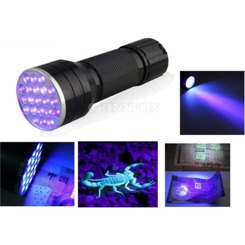 DHL 100PCS 3AAA Aluminium Invisible Blacklight Ink Marker 21 LED UV Ultra Portable Flashlight Torch Light Lamp