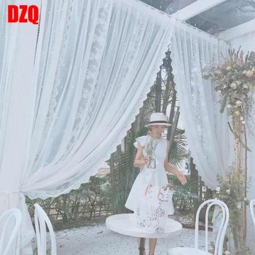 French White Curtains for Lace Girls Bedroom Europe Type Small Emotional Appeal Lace Pattern Pervious To Light Tulle Curtains