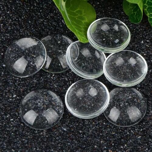 10pcs/lot 22mm Flat Back Round Transparent Clear Glass Cabochons For Fashion Jewelry Making
