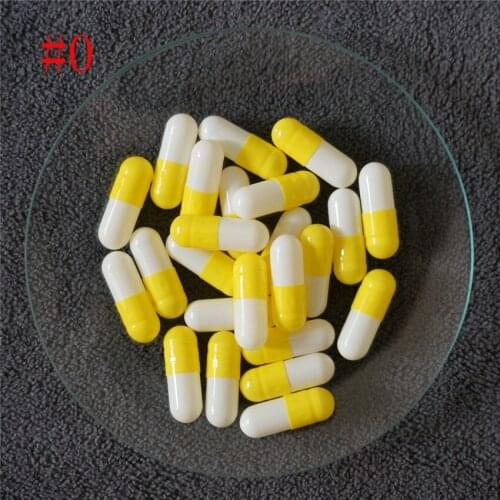 0# 1000/2000/3000/500010000pcs 0 size Yellow+white Capsules High quality hollow gelatin capsules ,joined or separated capsules