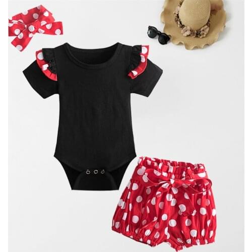 Baby Girls Summer Clothes Set Mini Polka Dots Romper Tops +Shorts Pants 12 18 24 Months Infant Newborn Birthday Party Outfits