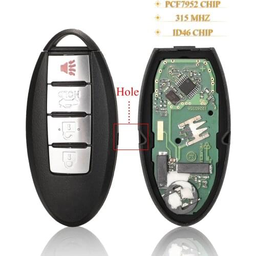 Kutery 4 Buttons Replacement Smart Remote Car Key Fob 315Mhz ID46 Pcf7952 For NISSAN Altima Teana Maxima Murano