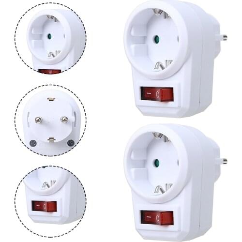 Mayitr 2pcs 16A 250V Travel Switch Control Power Converter Socket Adapter Portable Durable Conversion Sockets EU Plug
