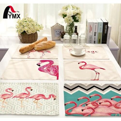Cute Cartoon Creative Animal Flamingo Printed Table Napkin For Wedding Set Bowl Dining Mats Kids Table Set Flamingo Decoration