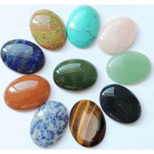 Fashion Assorted 30*40mm Natural Oval stone beads charms Mixed CAB CABOCHON for jewelry making 10pcs/lot