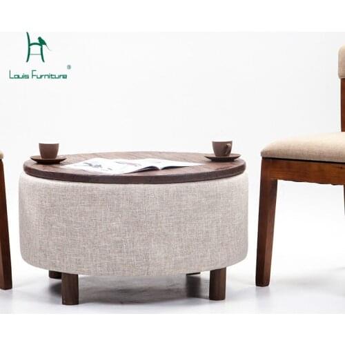 Louis Fashion Coffee Tables Simple Solid Wood Storage Tea Table Small Apartment Furniture Round Creative Living Room