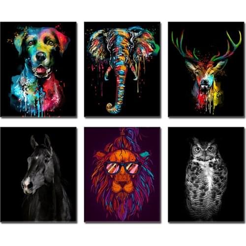 5D DIY Poured Glue Diamond Painting Kits Frameless Colourful Animals Full Round With AB Drill Home Decoration Canvas Painting