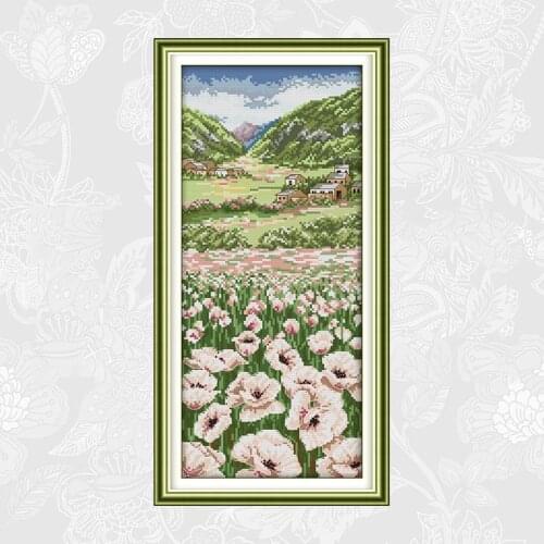 Poppy fields Cross Stitch flowers Paintings Printed Canvas 14ct 11ct DIY Handmade Embroidery Sets for Needlework