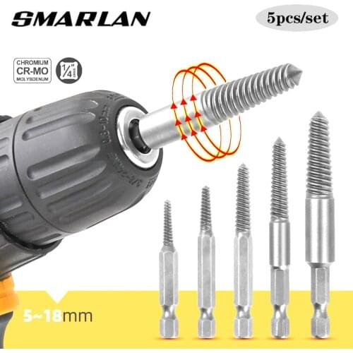 5pcs Screw Extractor Center Drill Bits Guide Set Broken Damaged Bolt Remover Removal Speed Easy Out Set Power Tool Accessories A