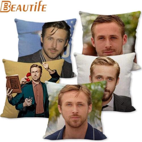 Custom Ryan Gosling Pillowcase 45X45cm Wedding Decorative Pillow Cover Eco-Friendly Cotton Linen Fabric Pillow Case