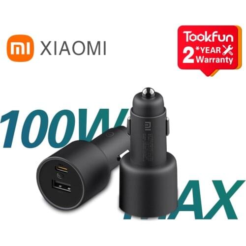 Original Xiaomi Car Charger 100W QC 5V 3A Fast Charging USB-A USB-C Dual Port Output USB Wireless Power Bank For Phone