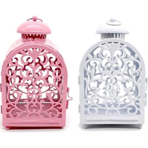 Moroccan Style Hollow Candlestick Tealight Candle Holder Carved Flower Hanging Lantern Wedding Home Decor