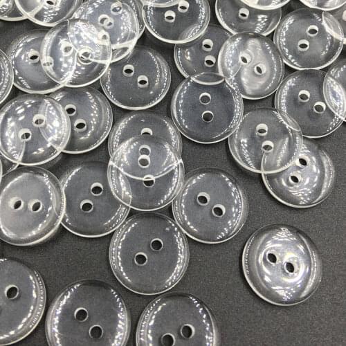 100pcs 10MM Transparent 2 Holes Plastic Buttons Apparel Supplies Sewing PH139
