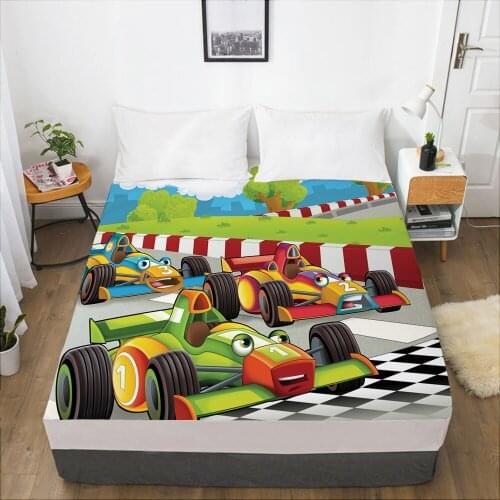 Cartoon Childrens Elastic fitted sheet bed sheet With An Elastic Band 160x200 Mattress Cover Bed cover for kids baby Car racing