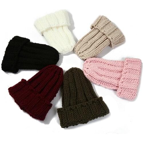 New Wild Solid Color Beanie Thick Wool Knitted Hat Autumn and Winter Korean Japanese Wild Cold Hats Womens Cap Wholesale
