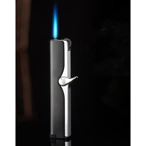 Grinding Wheel Straight into Lighter Portable Winproof Matel Inflatable Blue Fmale Lighter cigar Accessories Gadget for Men