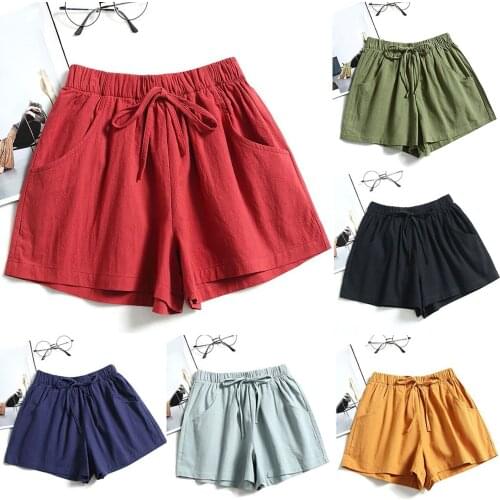 Women Summer Flax Shorts Cotton And Linen Trousers High Waist Ladys Loose And Comfortable Hot Breeches Girls' Casual Garments