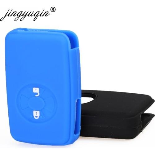 Jingyuqin 30pcs/lot Silicone Car Key Cover Case For Toyota Avalon Camry Corolla Yaris Smart Remote Car Key Jacket 2 Buttons