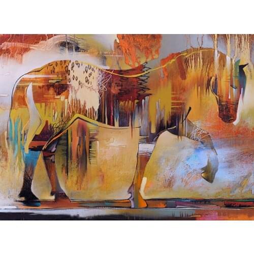 Strong Skills Artist Pure Hand-painted High Quality Modern Abstract Horse Oil Painting On Canvas Modern Horse Canvas Painting