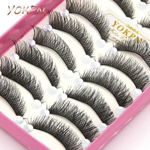 YOKPN Tapered Natural Thick False Eyelashes Winged Cross Long Fake Eyelashes Stagecraft False Eyelashes Tool Makeup