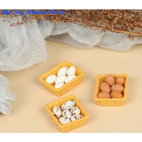 1:12 Dollhouse Miniature Mini Egg With Tray Kitchen Food Accessories Model Toys Doll House Cooking Game Food