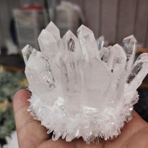 1pcs Natural White Crystal Druse Quartz Vug Crystal Cluster Decoration Chakra Healing Reiki Stone Column Point Radiation
