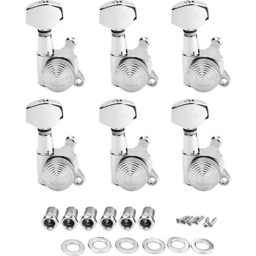 1 Pack 6R Locked String Electric Guitar Tuning Pegs Tuner Square Head Silver