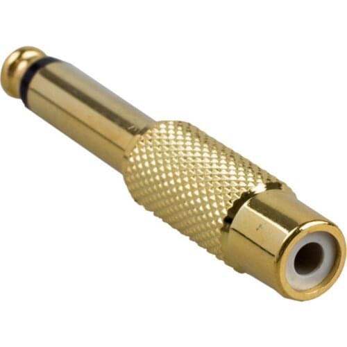 2pcs Gold Plated 6.35mm 1/4" Male Mono Plug to RCA Female 6.5mm Jack Audio Stereo Adapter Connector Plug Converter Sound Mixer 2