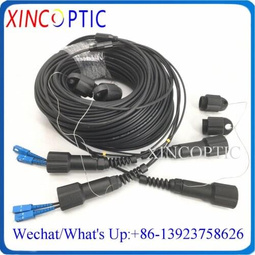 200M,4Cores,SM MM OM1 OM2 50/9/62.5/125 Armored Black Cable,4.0mm,4Fibers 4C 4Pcs PDSCUPC Armoured Fiber Optic Patch Cord Cable