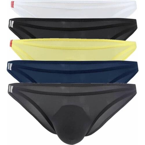 4PCS/Lot Mens Ice Silk Briefs Underwear Sexy Underpants Ultra-thin Bikini Briefs Low Rise Bulge Pouch Elastic Breathable Tanga