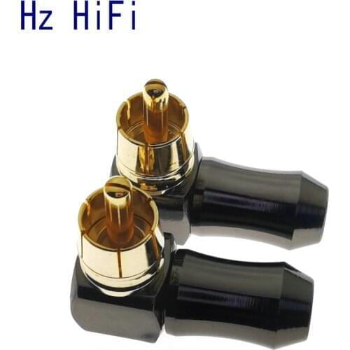 50PCS Hifi 90 Degree RCA Terminals Audio Connector Gold Plug Male RCA Adaptor Speaker Cable Connector Solder Adapter Elbow Jack