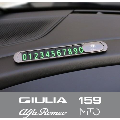 For Alfa Romeo Giulietta MITO 4C 159 147 156 GT Giulia Stelvio Accessories Car Ornament Temporary Parking Card Hidden Number