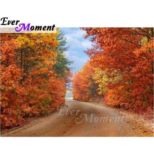 Ever Moment Diamond Painting Tress Forest Road Full Square Drill Picture Of Rhinestone Diamond Embroidery Decoration ASF2020