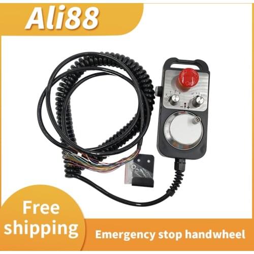 Free shipping taxes Universal CNC 4 Axis MPG Pendant Handwheel & Emergency Stop for FAGOR GSK Siemens MITSUBISHI FANUC System
