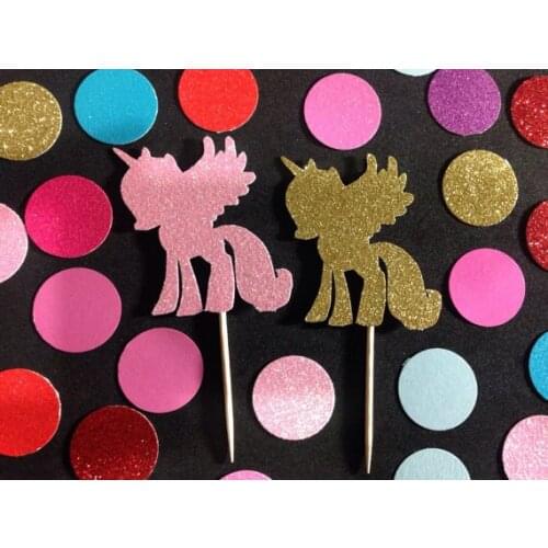 Glitter Baby Unicorn Party Cupcake Toppers Engagement Bachelorette birthday Wedding Bridal Shower toothpicks