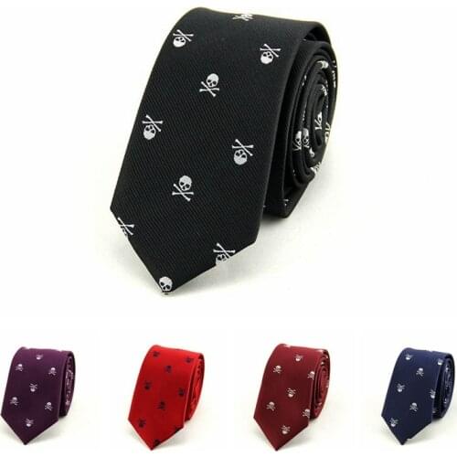 Linbaiway 6cm Skull Ties for Men Classic Polyester Printed Necktie Wedding Business Male Casual Gravatas Slim Tie Custom Logo