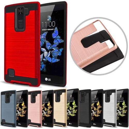 For LG K8 V Hybrid Brushed Armor Case Dual Layer Soft Rubber & Hard PC Back Anti Scratch/Drop Cover For LG K8 V VS500 (Verizon)