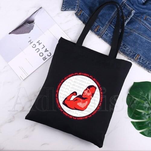 Gachimuchi Aniki Billy Print Canvas Tote Black Bags Harajuku Casual Female Girl Tote Eco Shopper Shoulder Bags