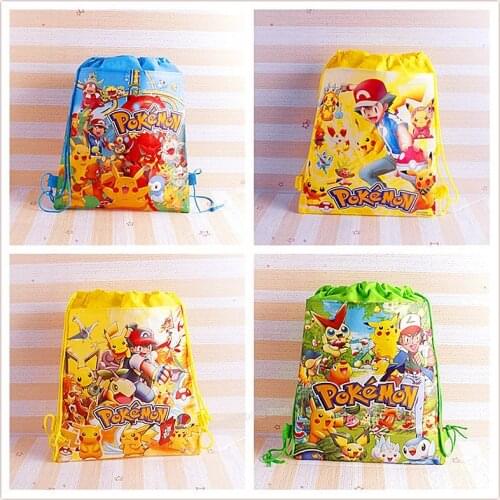 Pocket Monsters Pikachu Pokemon Non-Woven Drawstring Sack Schoolbag Gift Bundle Pocket Anime Backpacks Cartoon Prined Gifts