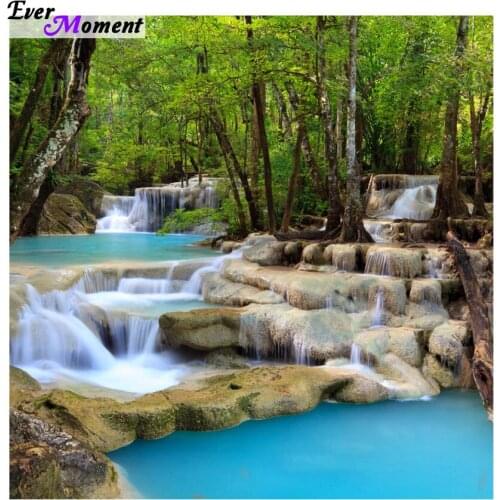 Diy Diamond painting Cross stitch kit Three curtain waterfall Diamond embroidery 3d square full diamond mosaic picture ASF098