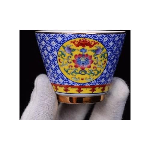 Jingdezhen Ceramic Color Enamel Teacup Personal Small Cup Single Tea Bowl Kungfu Black Tea Jin Jun Mei Teaware Free Shipping