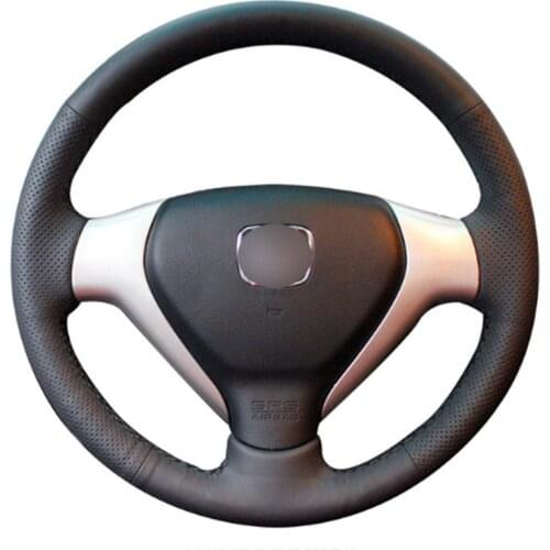 Top Leather Steering Wheel Hand-stitch on Wrap Cover For Honda City Fit Jazz