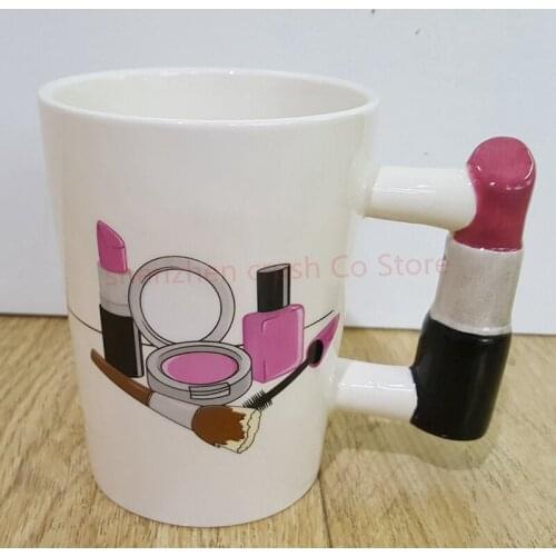 24pcs Creative ceramic mug girl tool beauty set nail polish hair dryer heels handle tea coffee mug ladies personality mug gift