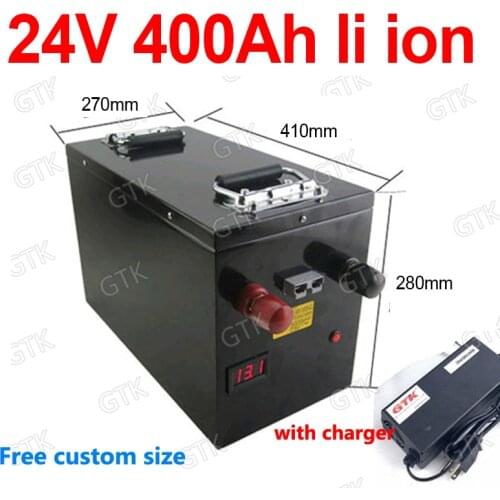 GTK 24V 400AH Lithium ion battery with BMS li-ion battery for 2500W 6000W RV EV scooter solar Vehicle motorhome +20A Charger