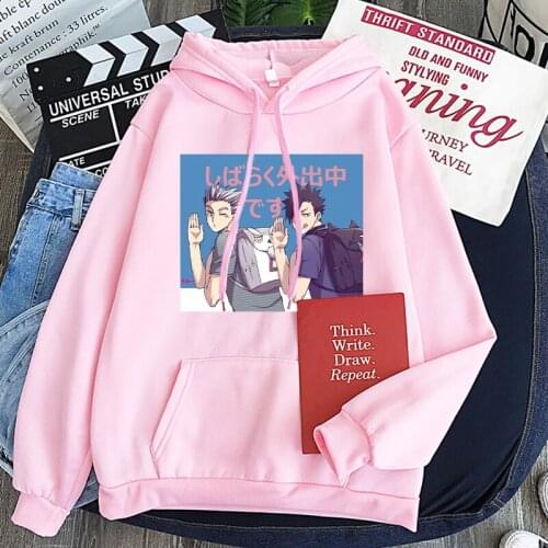 Kawaii Japanese Anime Cartoon Koutarou Bokuto Printed Haikyuu Hoodies Sweatshirts Men Women Pullovers Oversized Unisex Clothes