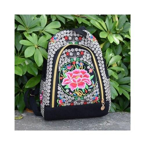 Fashion national embroidery women shopping backpacks!Nice floral embroidered lady backrack Hot All-match casual canvas backruck