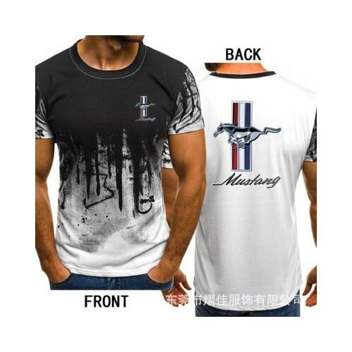 Mens Short Sleeve for Mustang Car Logo Mens T-shirt Summer casual Cotton Gradient T shirts Fashion Hip Hop Harajuku Male Brand