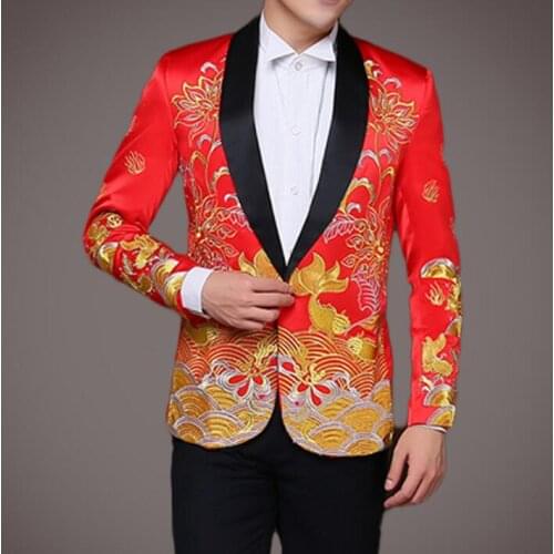 Chinese style blazer men formal dress latest coat pant designs marriage suit men terno masculino trouser embroidery suits mens